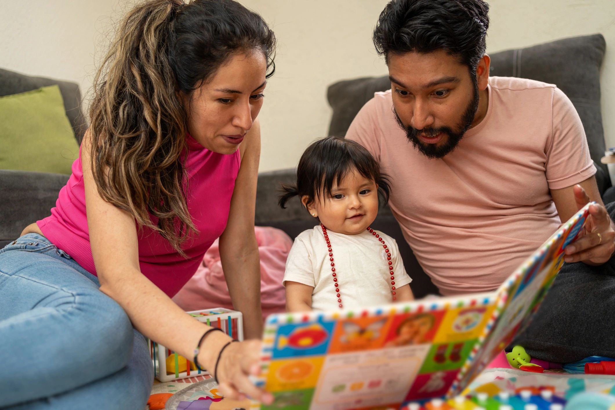 happy family learning together